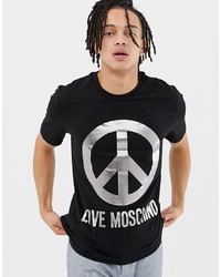 T-shirt à col rond imprimé noir Love Moschino