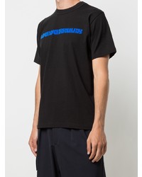 T-shirt à col rond imprimé noir Sacai