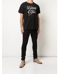 T-shirt à col rond imprimé noir Amiri