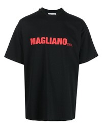 T-shirt à col rond imprimé noir Magliano