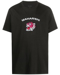 T-shirt à col rond imprimé noir Maharishi