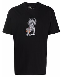 T-shirt à col rond imprimé noir Maharishi