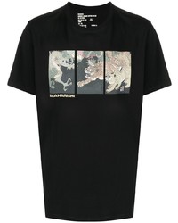 T-shirt à col rond imprimé noir Maharishi