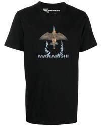 T-shirt à col rond imprimé noir Maharishi