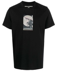 T-shirt à col rond imprimé noir Maharishi