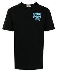 T-shirt à col rond imprimé noir MAISON KITSUNÉ