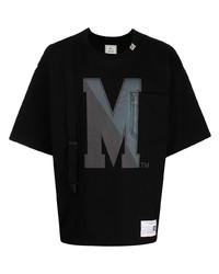 T-shirt à col rond imprimé noir Maison Mihara Yasuhiro