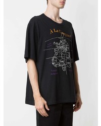 T-shirt à col rond imprimé noir À La Garçonne