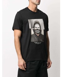 T-shirt à col rond imprimé noir Neil Barrett