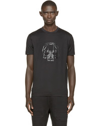 T-shirt à col rond imprimé noir Markus Lupfer