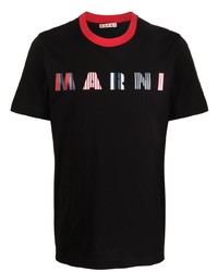T-shirt à col rond imprimé noir Marni