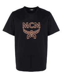 T-shirt à col rond imprimé noir MCM