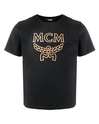 T-shirt à col rond imprimé noir MCM