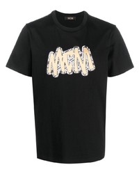 T-shirt à col rond imprimé noir MCM