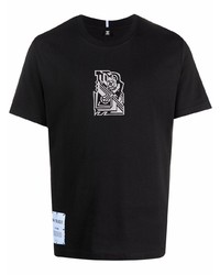 T-shirt à col rond imprimé noir McQ