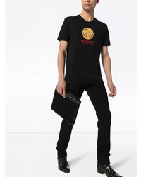 T-shirt à col rond imprimé noir Versace