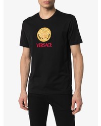 T-shirt à col rond imprimé noir Versace