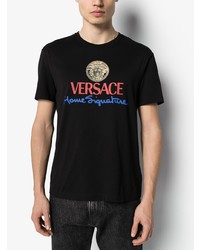 T-shirt à col rond imprimé noir Versace