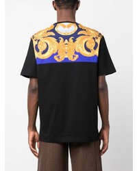 T-shirt à col rond imprimé noir Versace