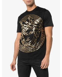 T-shirt à col rond imprimé noir Versace