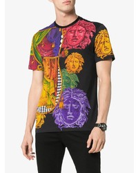 T-shirt à col rond imprimé noir Versace