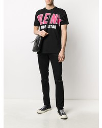 T-shirt à col rond imprimé noir Philipp Plein