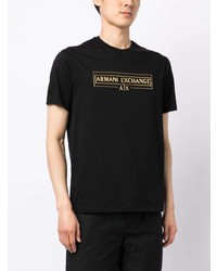 T-shirt à col rond imprimé noir Armani Exchange