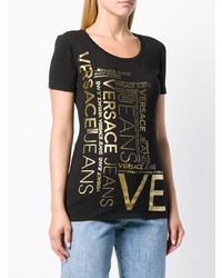 T-shirt à col rond imprimé noir Versace Jeans