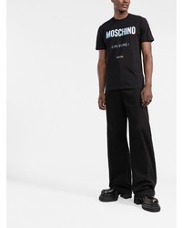 T-shirt à col rond imprimé noir Moschino