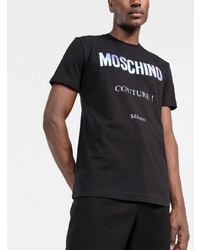 T-shirt à col rond imprimé noir Moschino