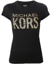 T-shirt à col rond imprimé noir MICHAEL Michael Kors