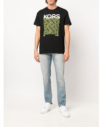 T-shirt à col rond imprimé noir Michael Kors