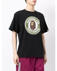 T-shirt à col rond imprimé noir A Bathing Ape