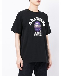 T-shirt à col rond imprimé noir A Bathing Ape