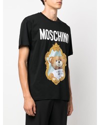 T-shirt à col rond imprimé noir Moschino