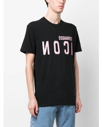 T-shirt à col rond imprimé noir DSQUARED2