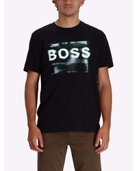 T-shirt à col rond imprimé noir BOSS