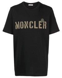 T-shirt à col rond imprimé noir Moncler