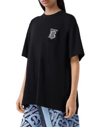 T-shirt à col rond imprimé noir Burberry