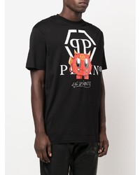 T-shirt à col rond imprimé noir Philipp Plein