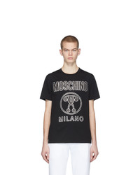 T-shirt à col rond imprimé noir Moschino