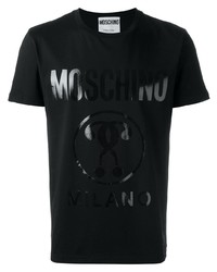 T-shirt à col rond imprimé noir Moschino