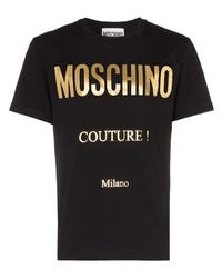 T-shirt à col rond imprimé noir Moschino