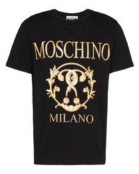 T-shirt à col rond imprimé noir Moschino