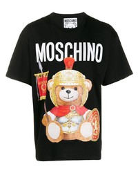 T-shirt à col rond imprimé noir Moschino