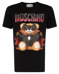 T-shirt à col rond imprimé noir Moschino