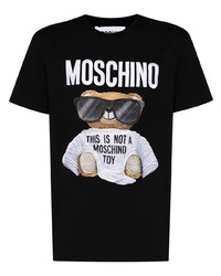 T-shirt à col rond imprimé noir Moschino