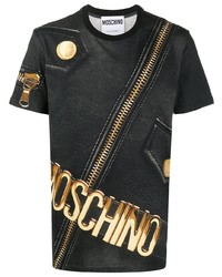 T-shirt à col rond imprimé noir Moschino