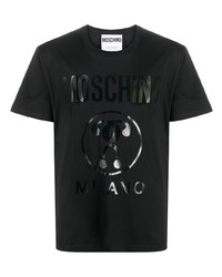 T-shirt à col rond imprimé noir Moschino