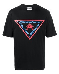 T-shirt à col rond imprimé noir Moschino